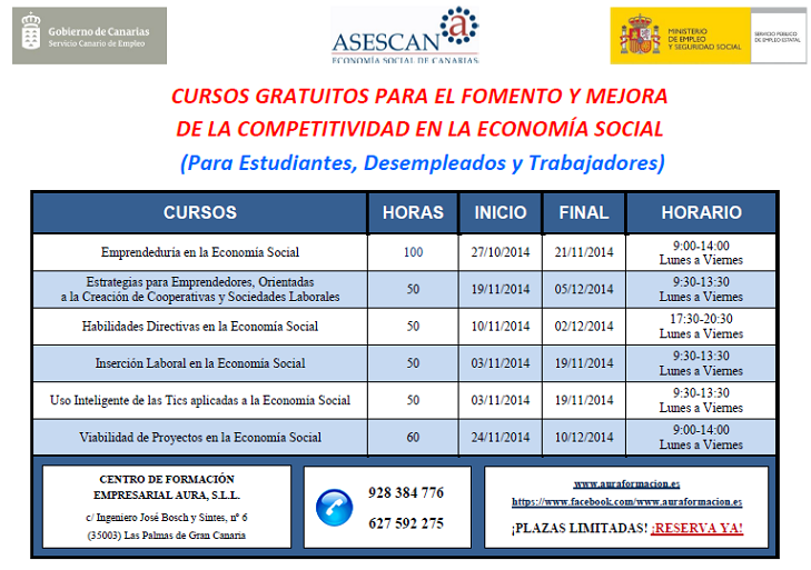 Cursos gratuitos para el Fomento y Mejora de la Competitividad en la Economía Social