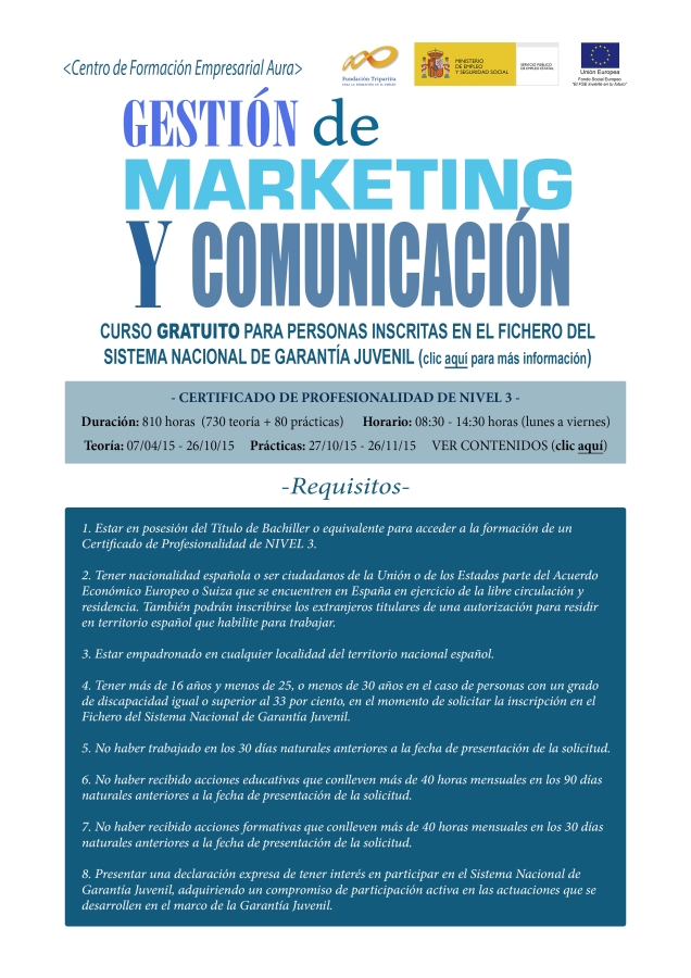 + INFO Curso gratuito para inscritos en el Fichero del Sistema Nacional de Garantía Juvenil